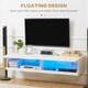 image 4 of HOMCOM High Gloss TV Stand Unit Wall Mounted with LED Lights, White