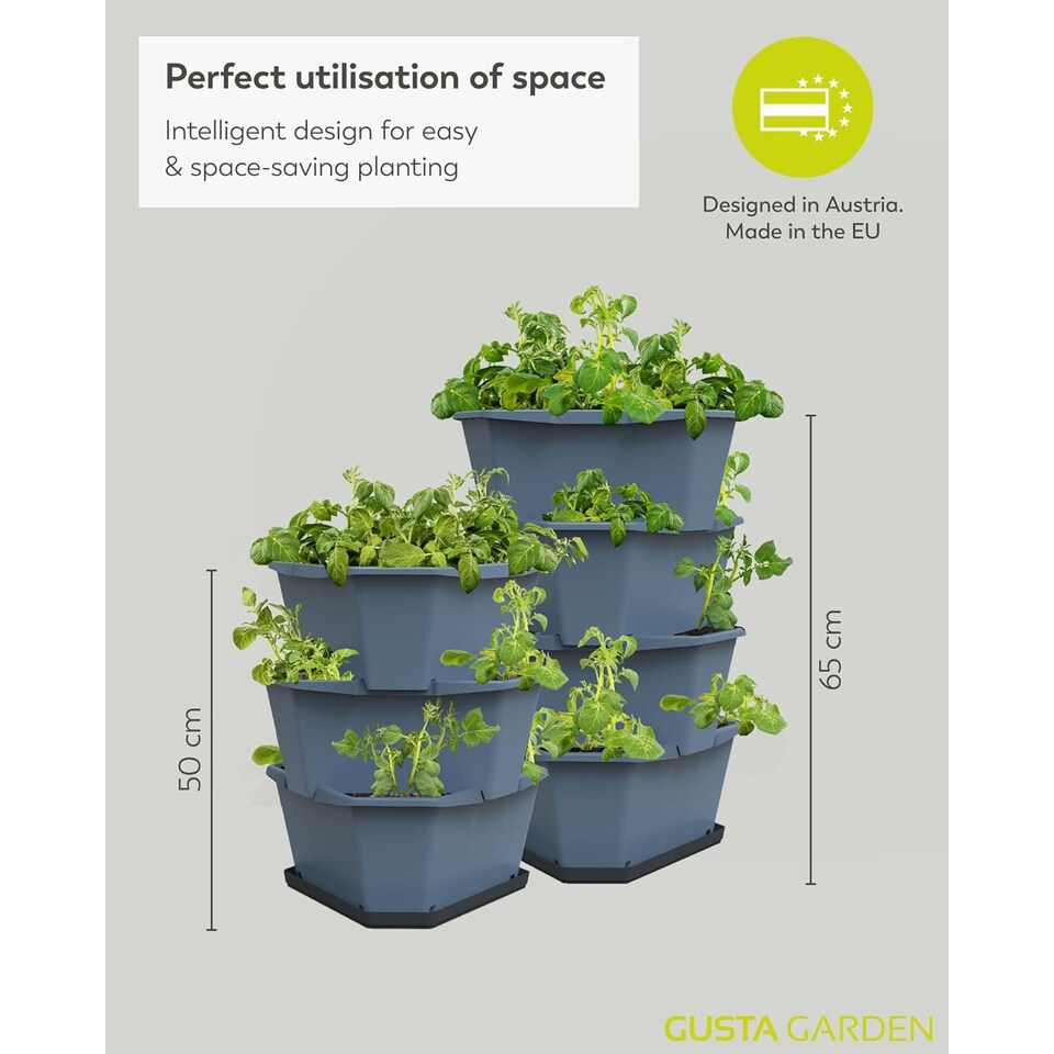 image 1 of GUSTA GARDEN Paul Potato Potato Tower 3-Tier dark green - Raised Bed Potato Tower - Garden & Balcony - Pest protection - 0.2m² - 42L Soil Capacity