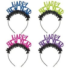 Assorted Neon New Year Fancy Dress Headbands - Pack of 4