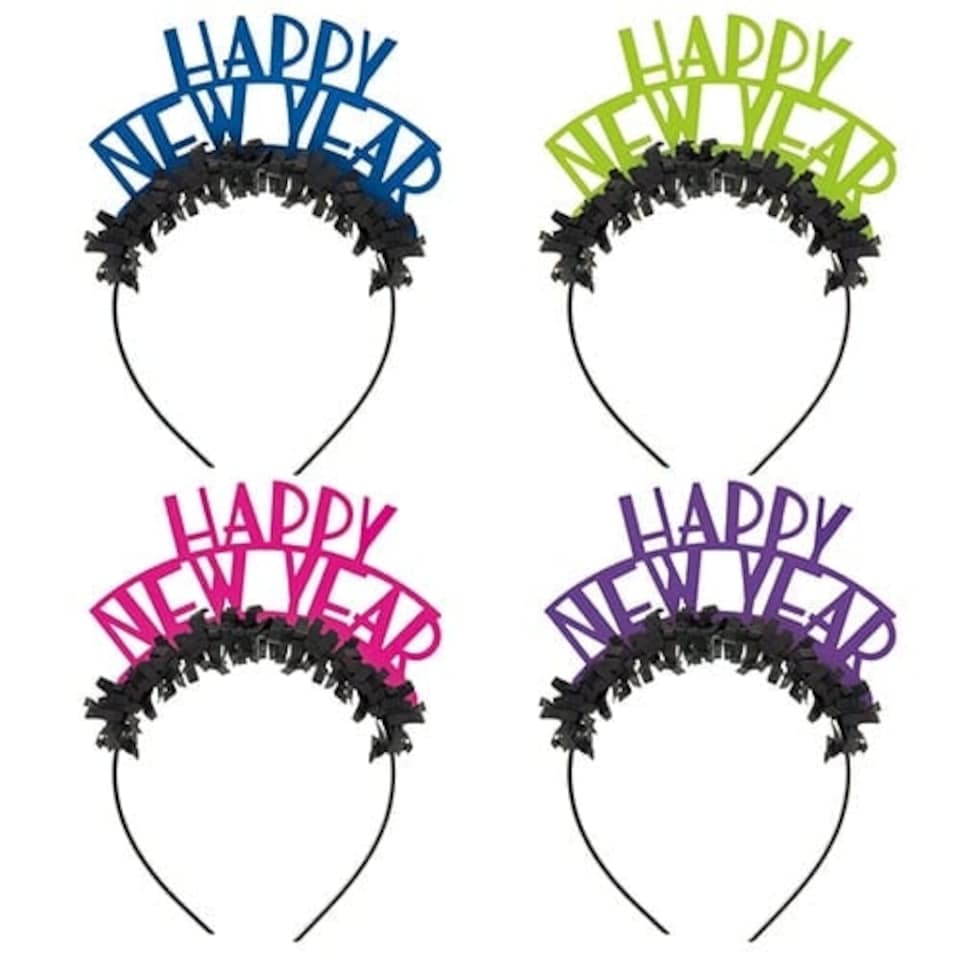 Assorted Neon New Year Fancy Dress Headbands - Pack of 4