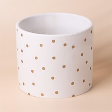 Gold Dot Planter Plant Pot 18 x 18 x 15cm | White