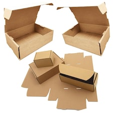 50 x Brown Die Cut Boxes 17 x 13 x 6" (431x330x152mm) Folding Postal Shipping Cartons | Brown