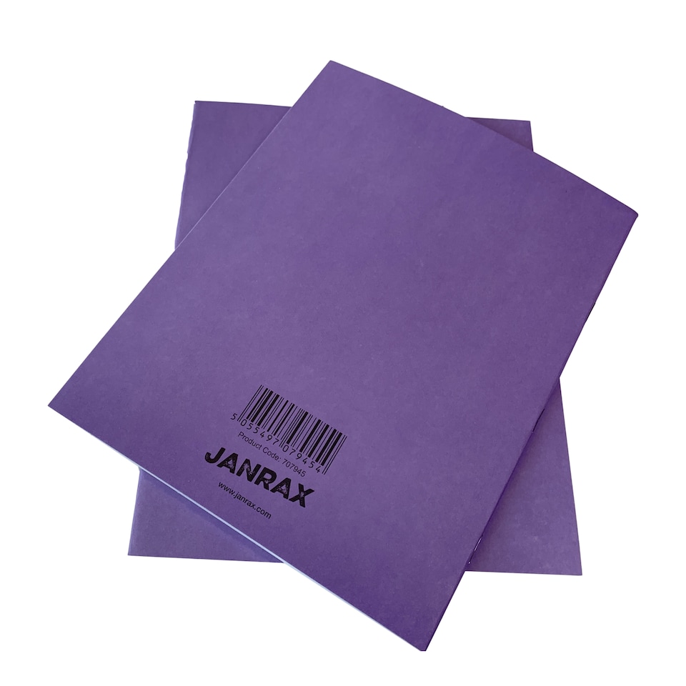 image 1 of Pack of 10 Janrax 9x7" Purple 80 Pages Feint and Ruled Exercise Books