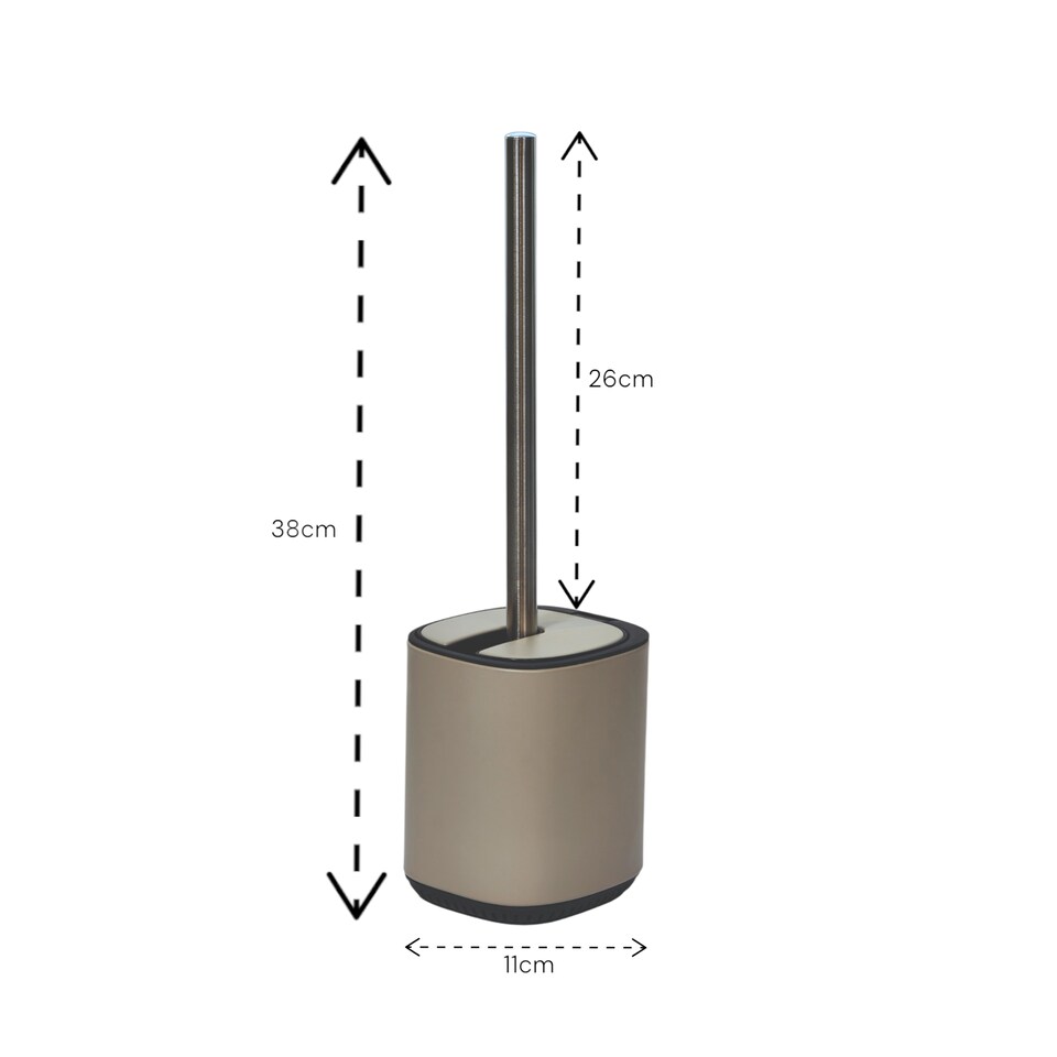 image 1 of Showerdrape Echo Beige Steel Toilet Brush & Holder | Cream | Beige | 1