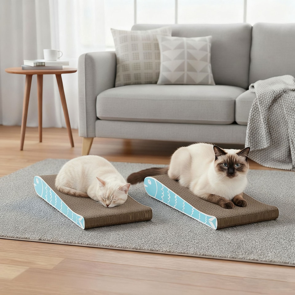 image 1 of Skylos 2PCS Cat Scratching Board Cardboard Cat Scratcher Lounge Pad