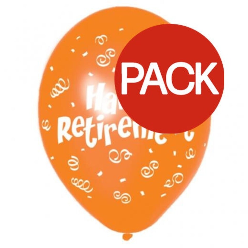 Amscan Happy Retirement Latex Balloons (Pack of 6) - Orange/White - One Size