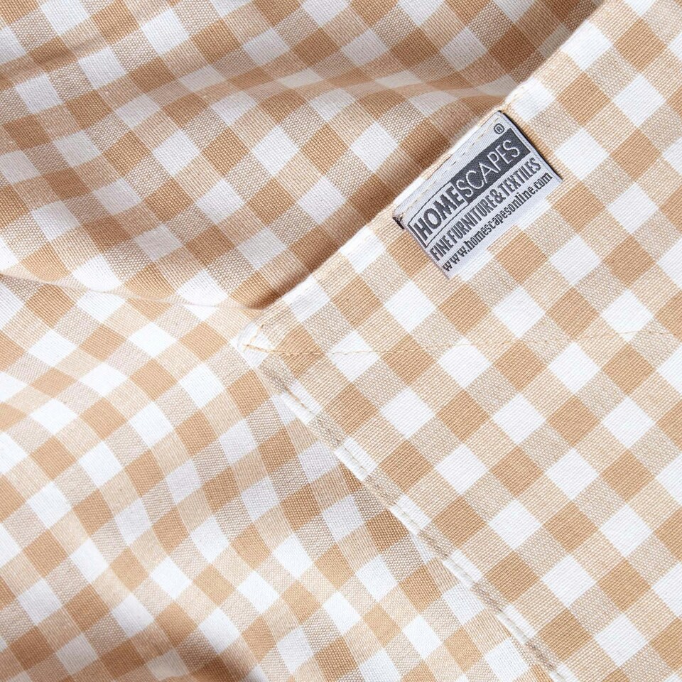 image 1 of Homescapes Cotton Gingham Check Beige Throw - 150 x 200 cm Cream