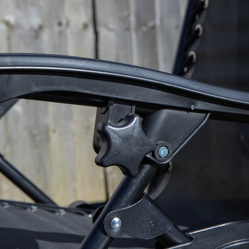 image 1 of Set of 2 Multi Position Garden Gravity Relaxer Chair Sun Lounger with Sun Canopy in Black | Black | Black