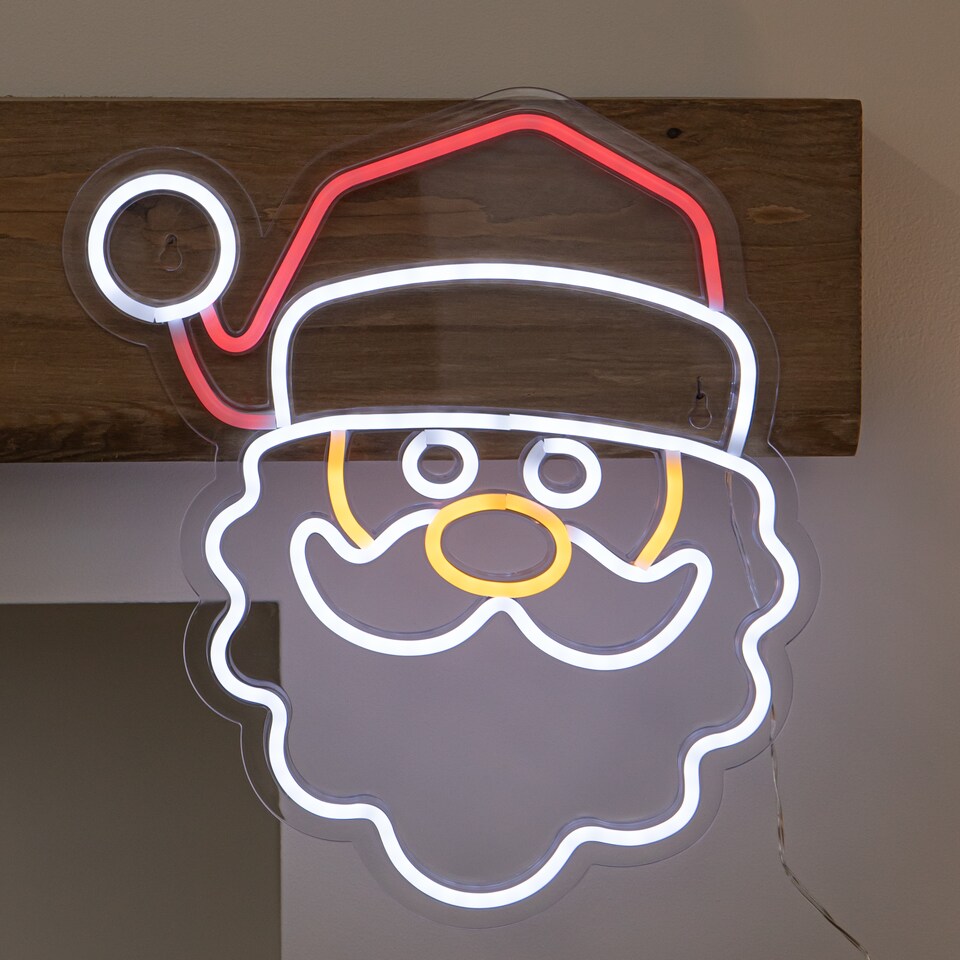 image 1 of 35cm Santa Neon-Style Light Up Christmas Decoration with USB Power Cable