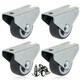 image 1 of SPARES2GO Castor Wheel Trolley Wheels Caster 32mm 1'' Mini + Screws Rubber Fixed x 4