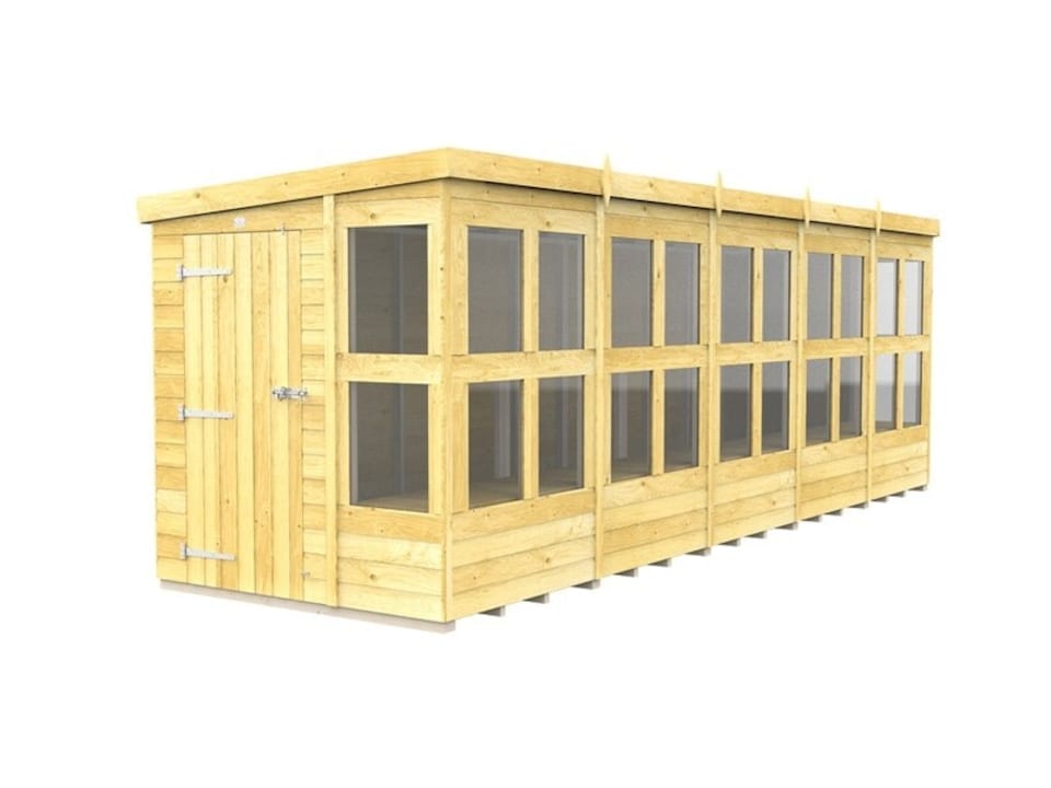 image 1 of 20 x 6 Feet Pent Potting Shed - Wood - L178 x W589 x H201 cm | Brown