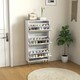 image 8 of HOMCOM Slim Shoe Storage Cabinet with 3 Flip Drawers for Hallway White | Gold | 60W x 24D x 128H cm