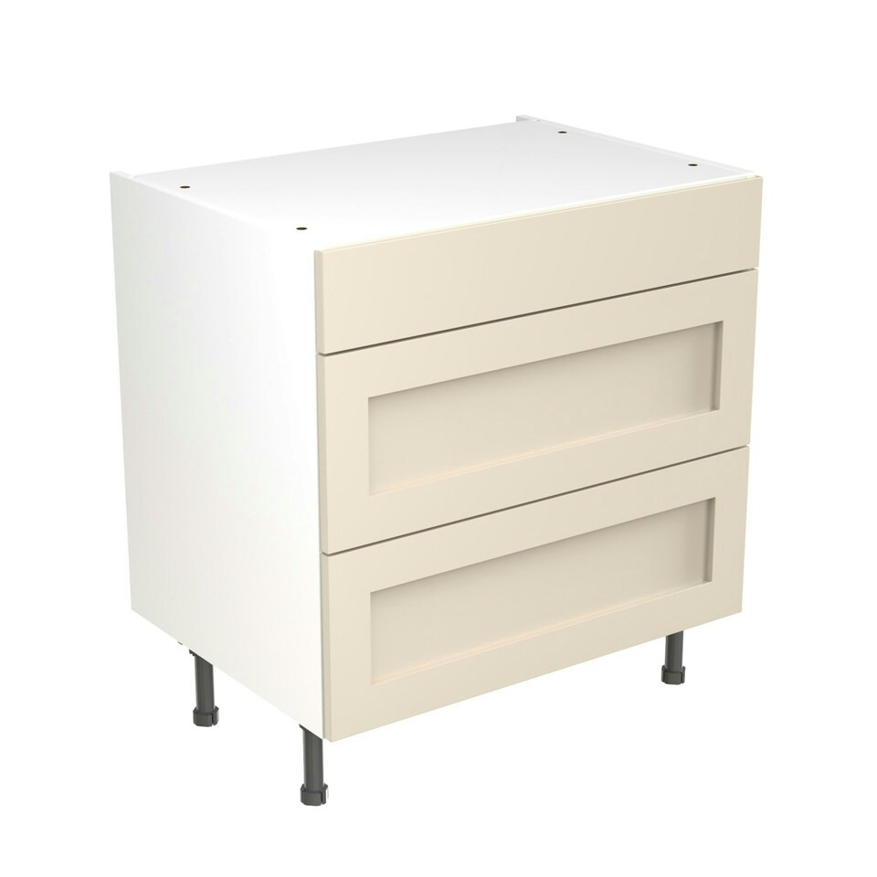 image 1 of 3 Drawer Base Unit 800mm w/ Shaker Cabinet Door - Ultra Matt Cashmere Cream | Ultra Matt Cashmere