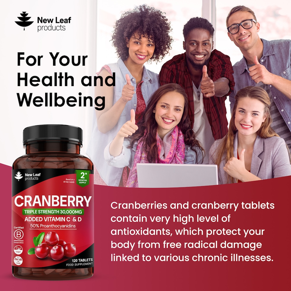 image 1 of Cranberry Tablets 3x Strength 30,000mg +Vitamin C&D
