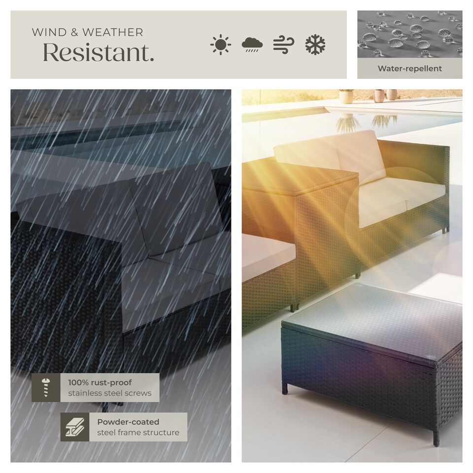 image 1 of Garden Furniture Set Siena - for 4 people, with large storage box, thick seat cushions | Black | black/grey | 140 x 75 x 65,50 cm | 1