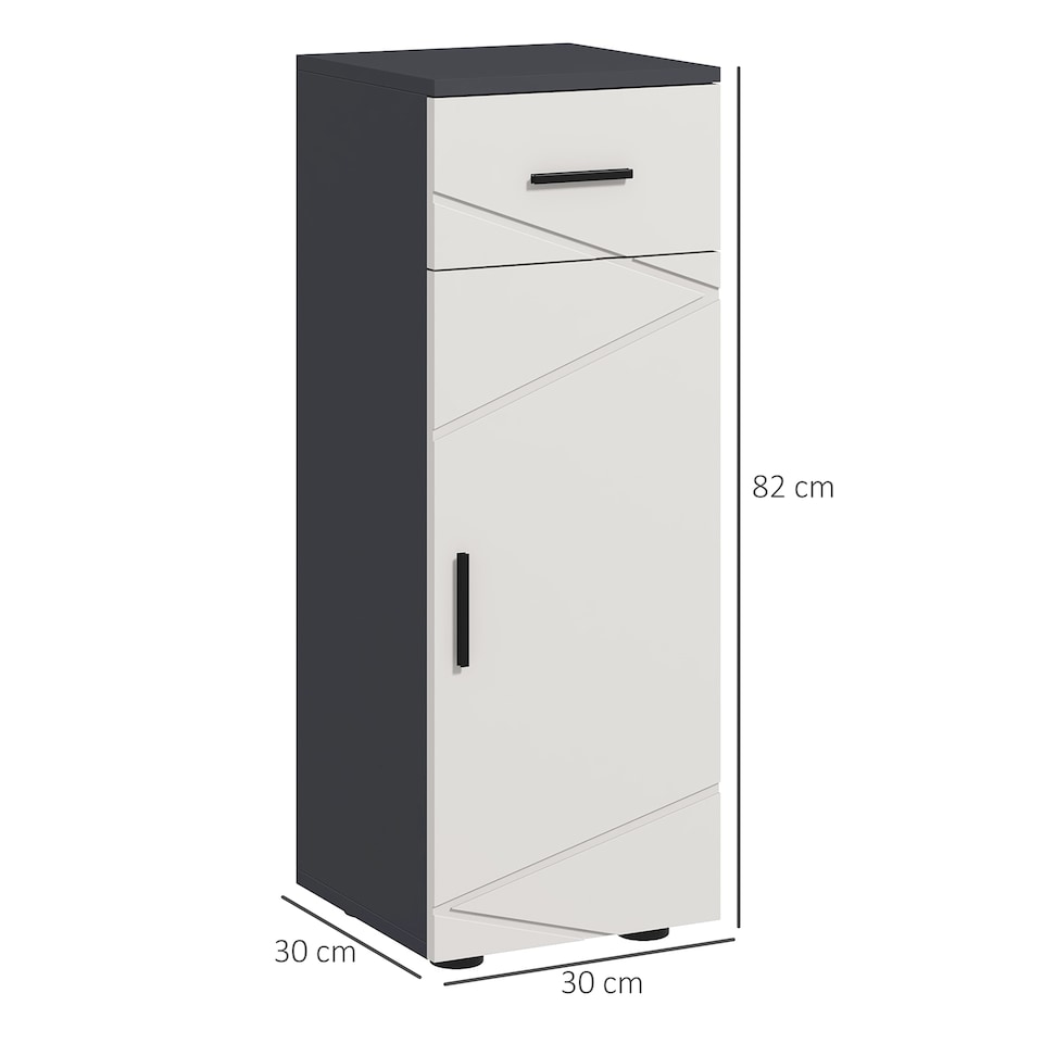 image 1 of kleankin Slim Bathroom Cabinet, Narrow Bathroom Storage Cabinet with Drawer, Door Cupboard, Adjustable Shelf and Soft Close Mechanism, Grey