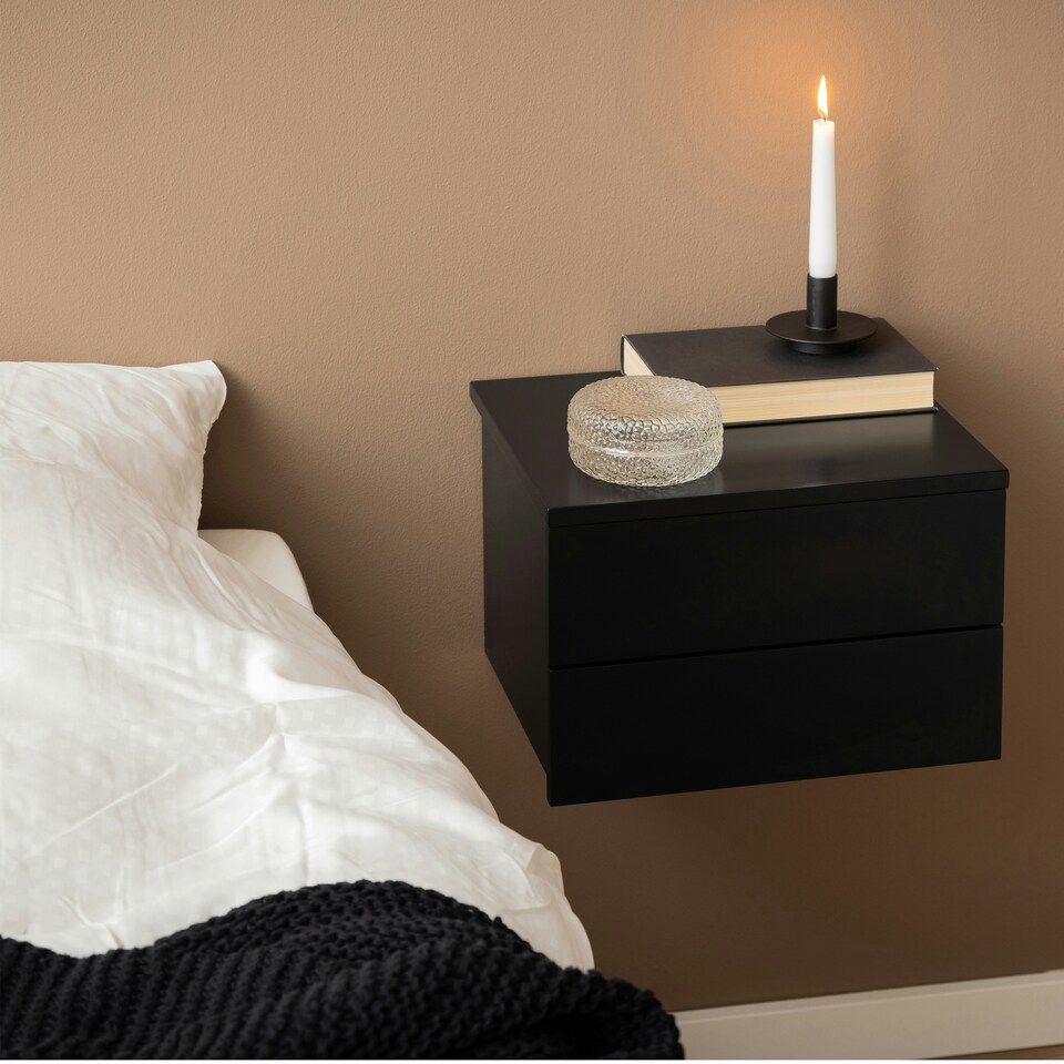 image 1 of Avignon Bedside Table with 2 Drawers in Black