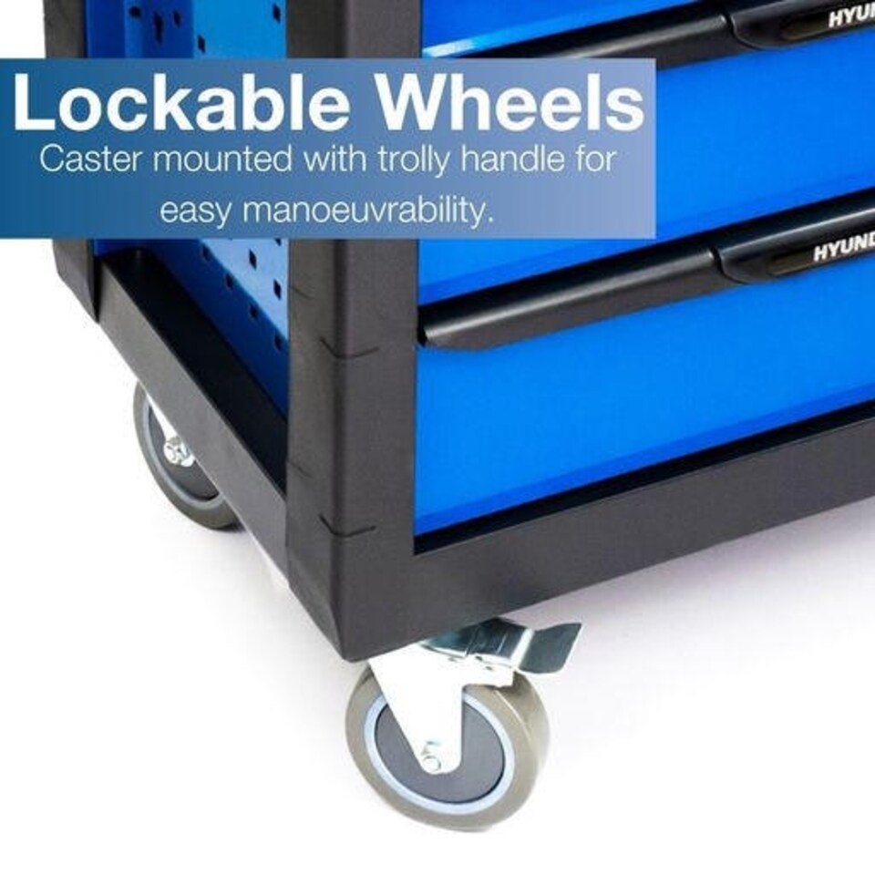 image 1 of Hyundai Tool Chest 175 Piece 7 Drawer Castor Mounted Roller Cabinet | HYTC9006 | Blue