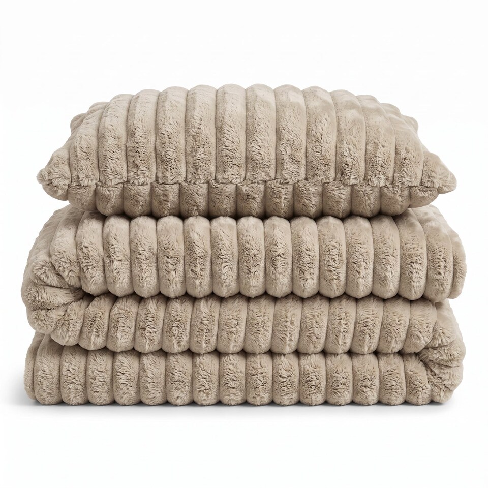 Velosso Jumbo Cord Faux Rabbit Fur Duvet Cover and Pillowcase Set