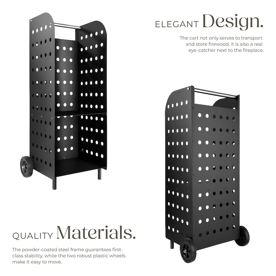 image 1 of Log Holder - steel wagon with wheels, fireplace indoor wood storage