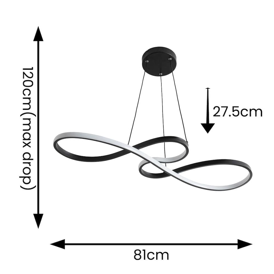 image 1 of ValueLights Infinity Matte Black Loop Bar LED Ceiling Light | Black