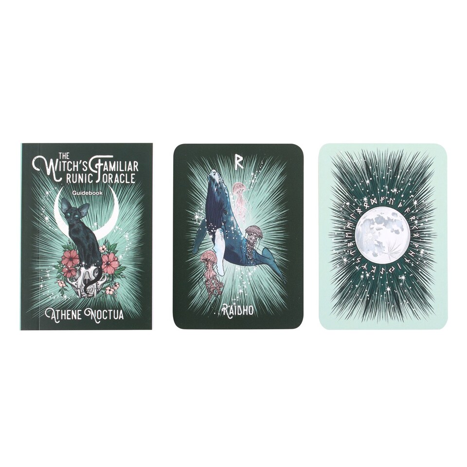 image 1 of Athene Noctua The Witchs Familiar Runic Oracle Cards | Green | Green | 1