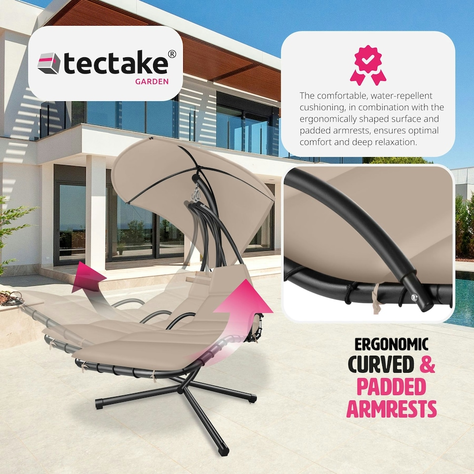 image 1 of Hanging Chair Elaria - large sun canopy with UV-protection, sturdy Cream | Beige