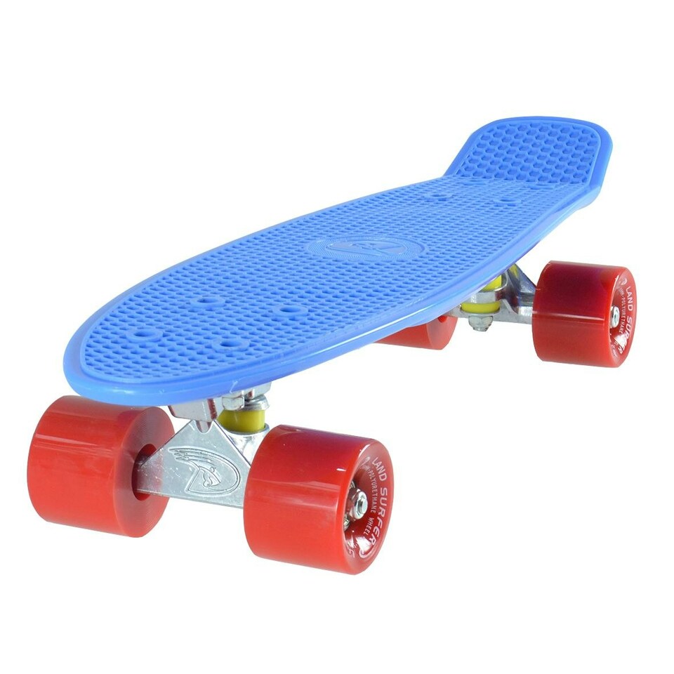 image 1 of Land Surfer Cruiser Skateboard 22" Clear Blue Board Solid Red Wheels