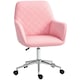 image 1 of Vinsetto Home Office Chair Leather-Feel Fabric Swivel Chair with Armrests Pink