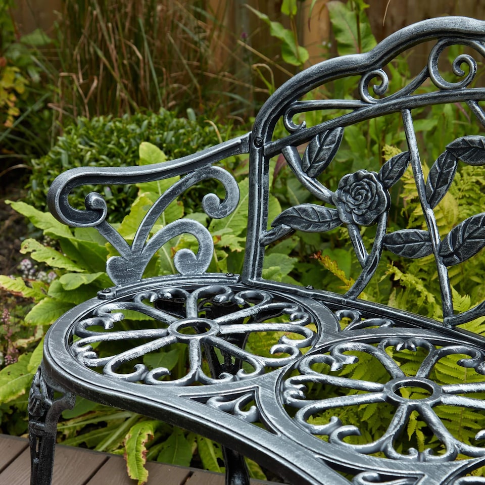 image 1 of Cast Aluminium Garden Bench Metal Frame 2 Seater Patio Chair Outdoor Seating | Grey