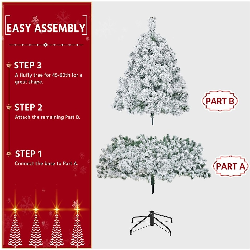 image 1 of Yaheetech Frosted Artificial Christmas Tree