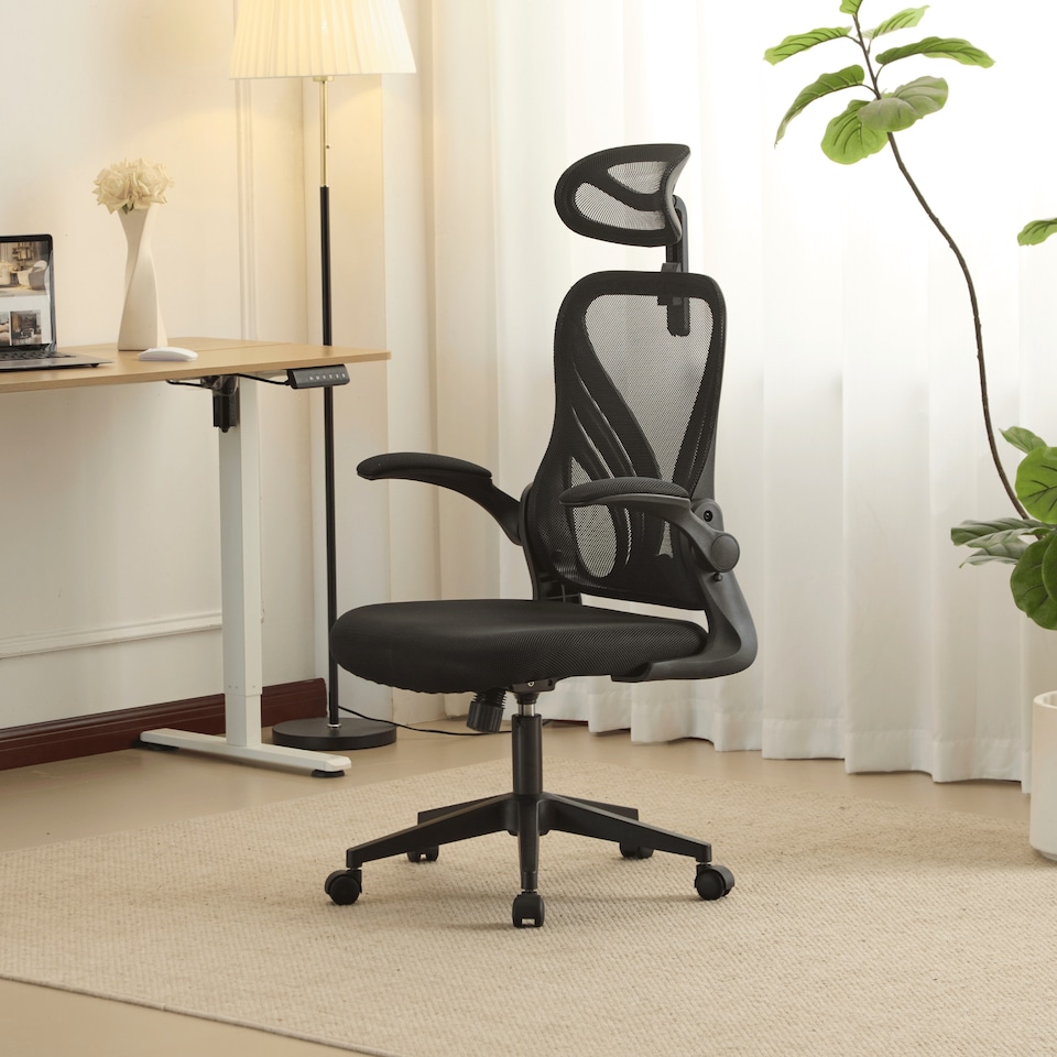 image 1 of Ergonomic Design Office Chair Adjustable Armrests Breathable Foldable