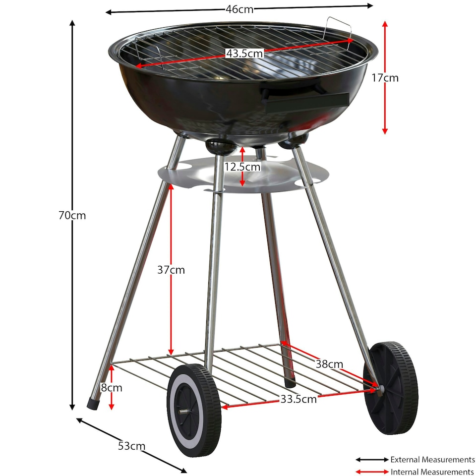 image 1 of Garden Vida Memphis Freestanding Kettle Grill BBQ, Red & Black