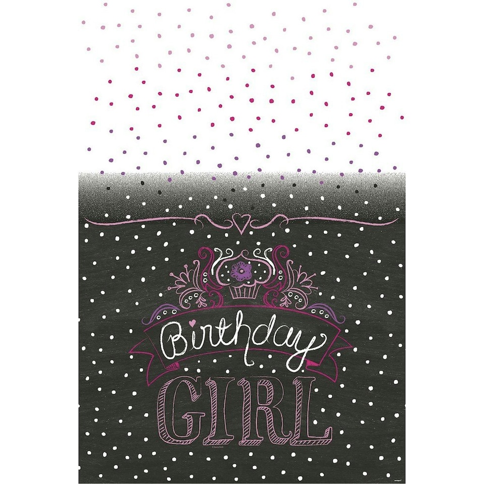 Unique Party Birthday Girl Plastic Party Table Cover - Black/White/Pink - One Size