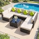 image 2 of Outsunny 8 Pieces Patio Rattan Sofa Set Outdoor Garden Furniture Set Brown