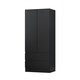 image 5 of FWStyle Stora 2 Door 2 Drawer Combination Wardrobe - Matt Black Black