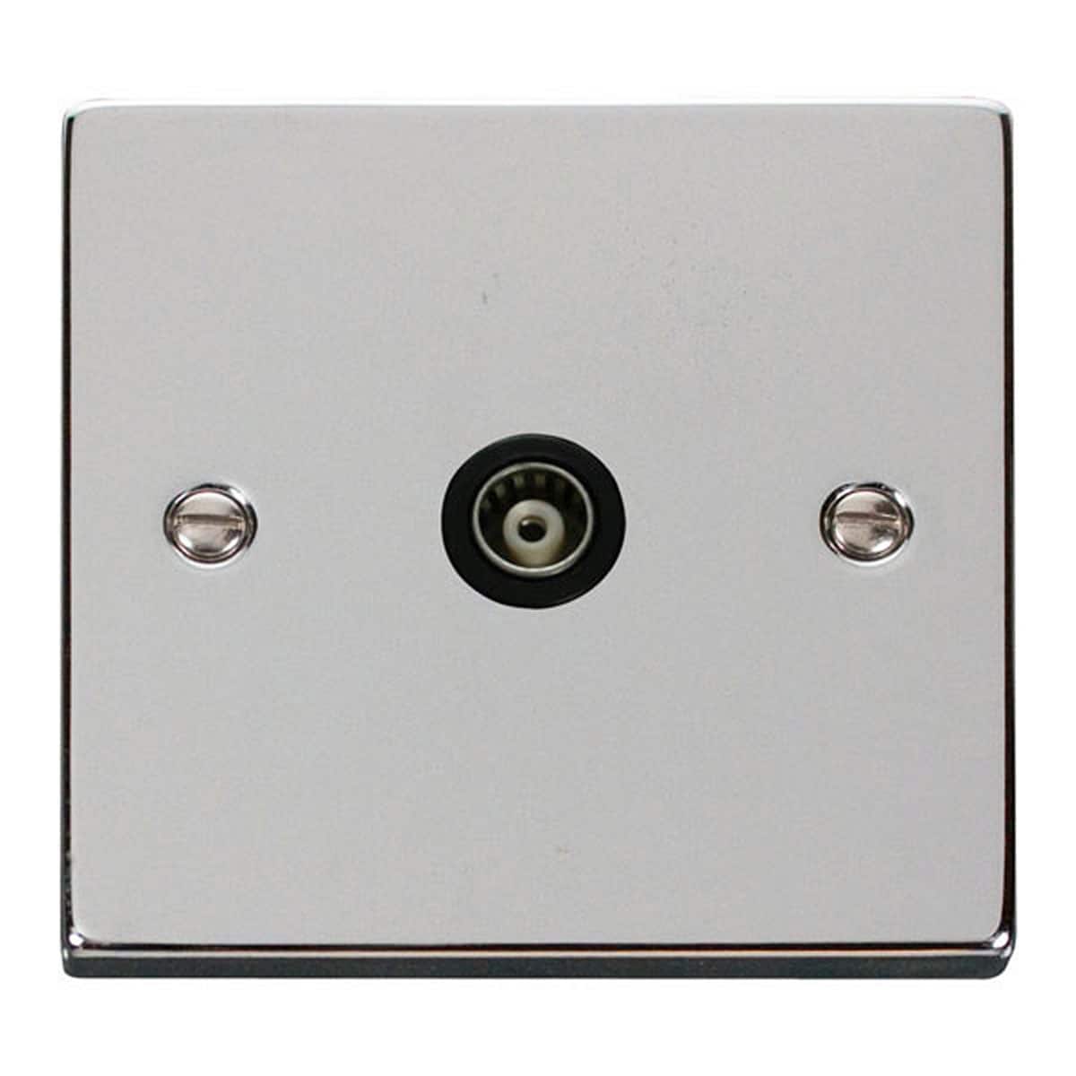SE HOME Polished Chrome Single Isolated Coaxial Socket Chrome Polished Chrome