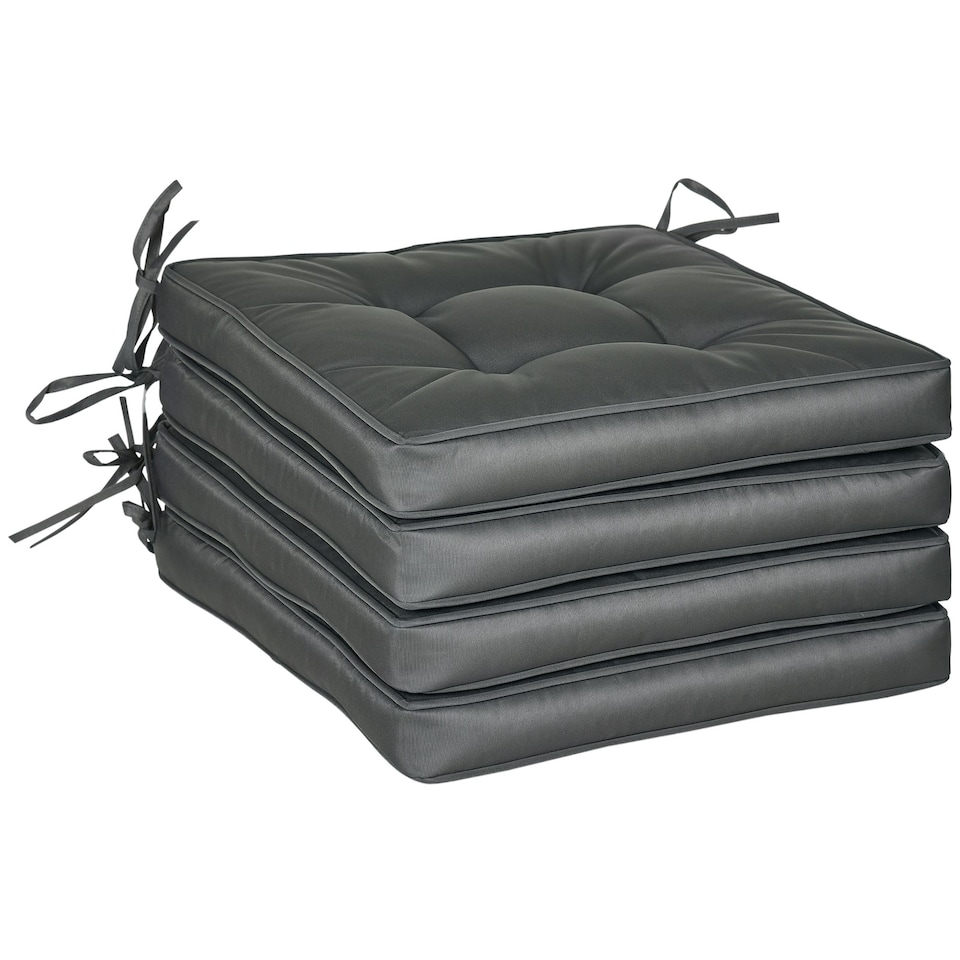 image 1 of Outsunny 42 x 42cm Replacement Garden Seat Cushion Pad with Ties, Grey