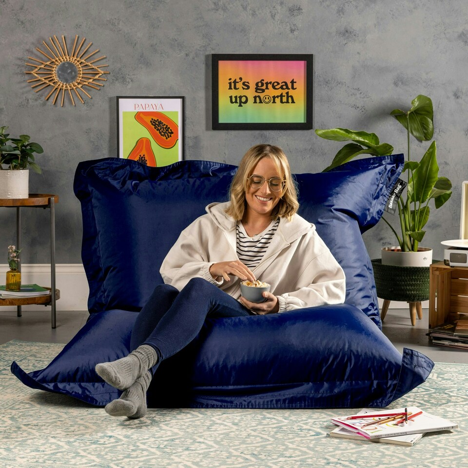 image 1 of icon Bazaar Bag Navy Blue Giant Indoor Outdoor Bean Bag Lounger Blue | Blue