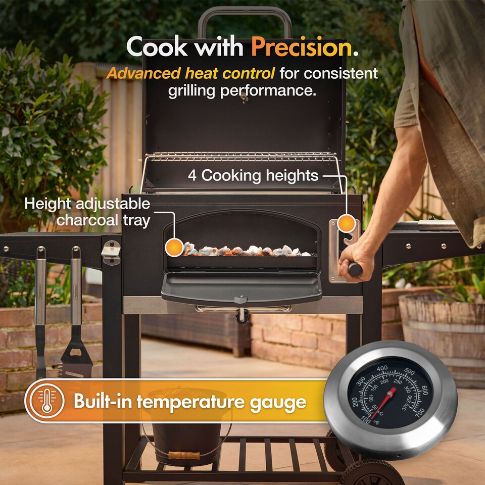 image 1 of VonHaus Charcoal BBQ with Accessories, XL American Barbecue