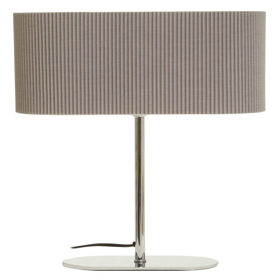 image 1 of Interiors by Premier Silver Table Lamp, Shiny Silver Ceramic Base With Ribbed Texture, White Fabric Shade For Soft