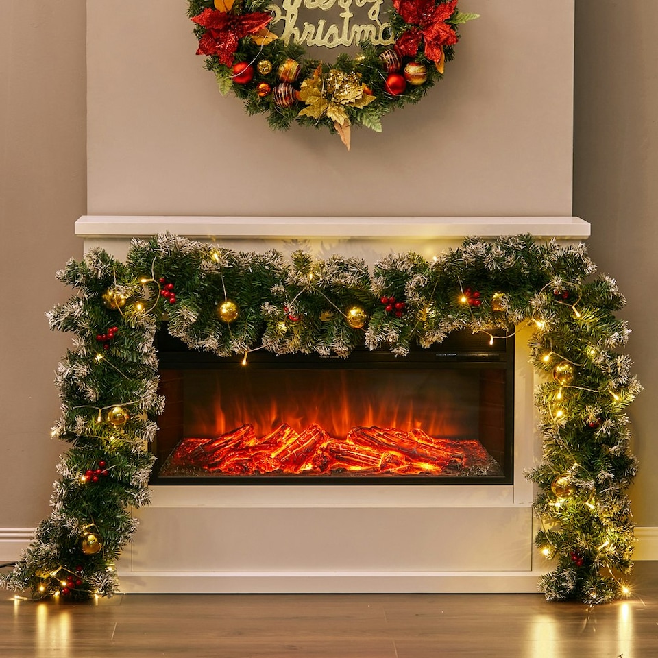 image 1 of Living and Home 270cm Pre-lit Artificial Greenery Christmas Garland Decor