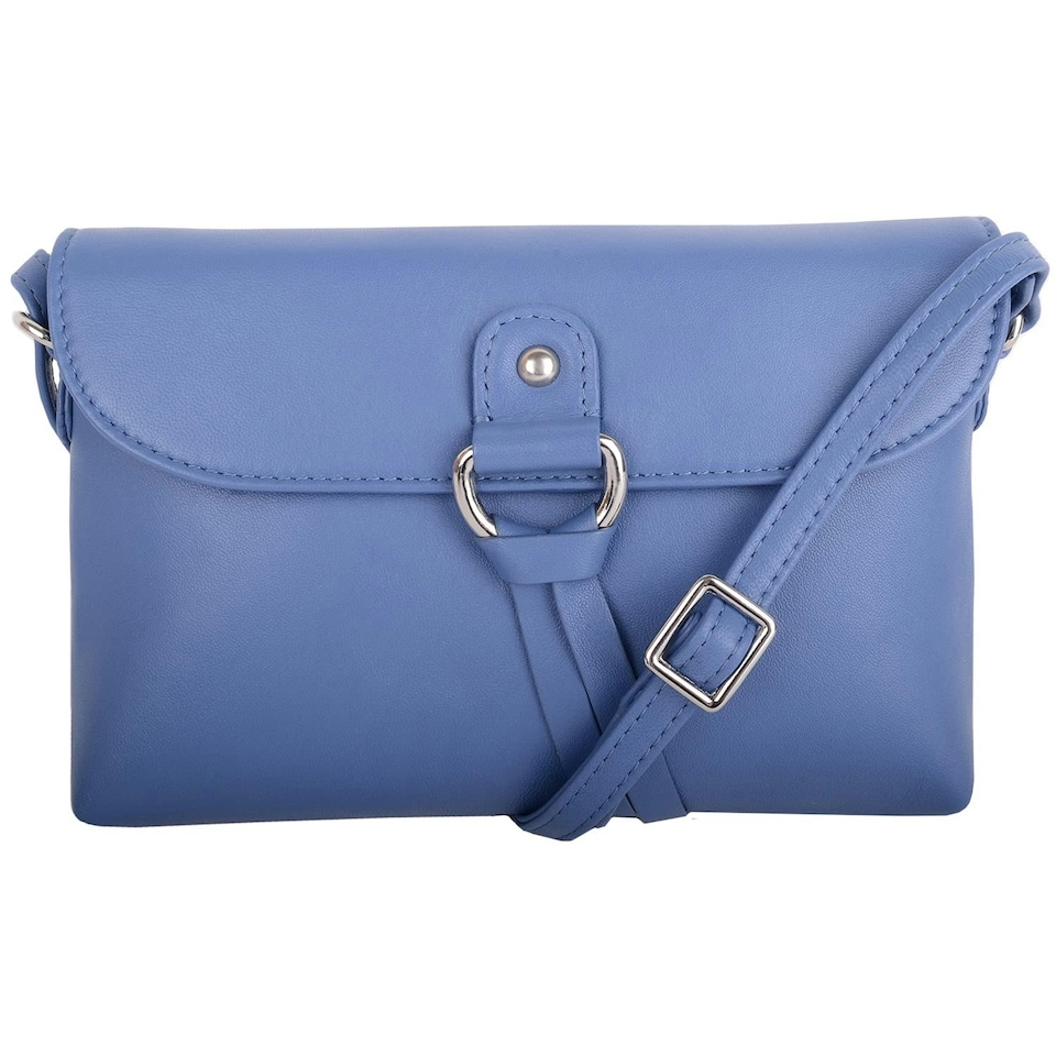 image 1 of Premium Soft Genuine Leather Cross Body Shoulder Bag, Tassel Detail Blue | Slate Blue