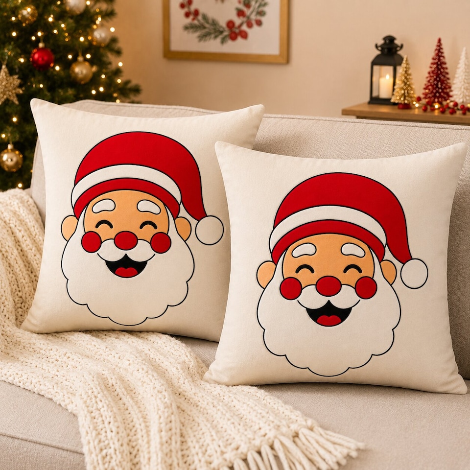 image 1 of Covers&All Christmas Decorative Square Throw Pillow Set of 2 with Inserts & Covers Accent Pillows for Sofa, Couch & Home Décor, Square 16 in x 16 in