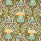 image 2 of Homescapes Set of 4 Art Deco Fat Quarters Fabric Bundles - Dark Green Palette Multi