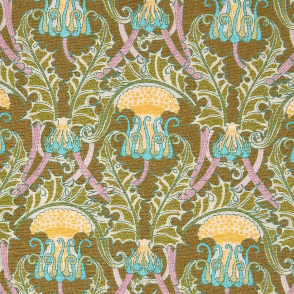 image 1 of Homescapes Set of 4 Art Deco Fat Quarters Fabric Bundles - Dark Green Palette Multi
