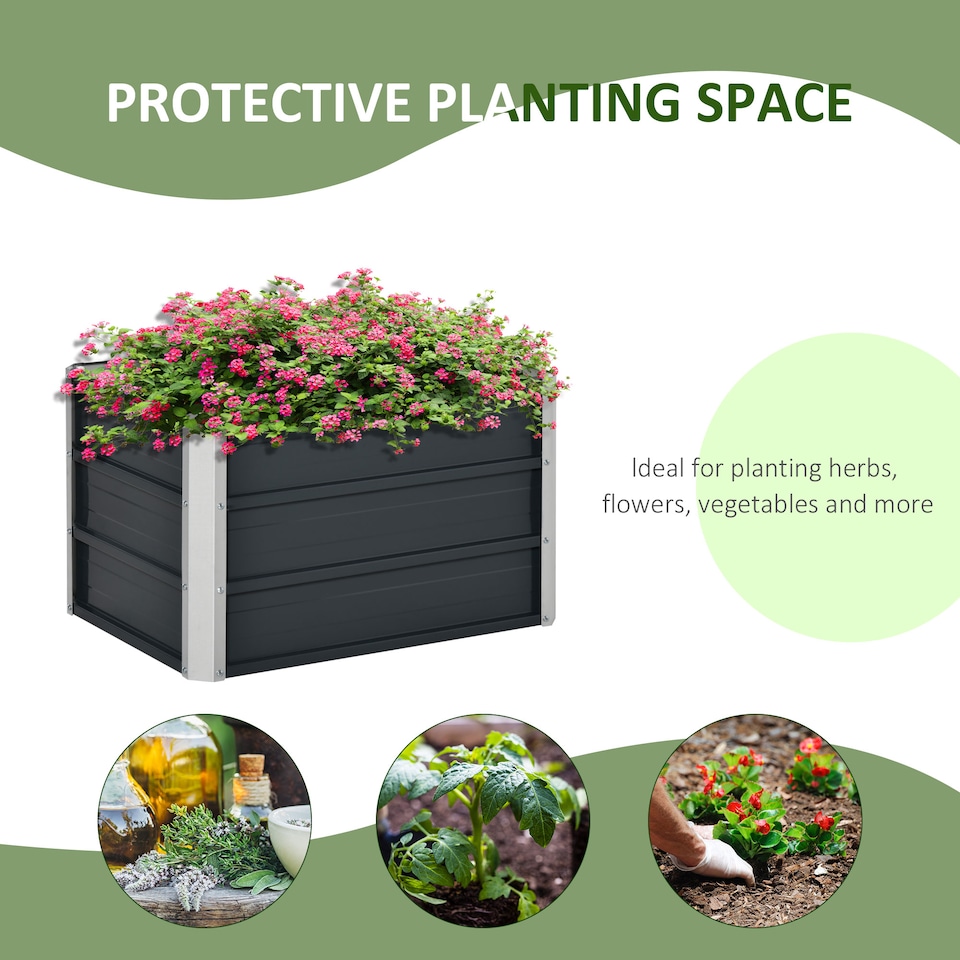 image 1 of Outsunny Raised Garden Bed Metal Planter Box for Vegetables Flower