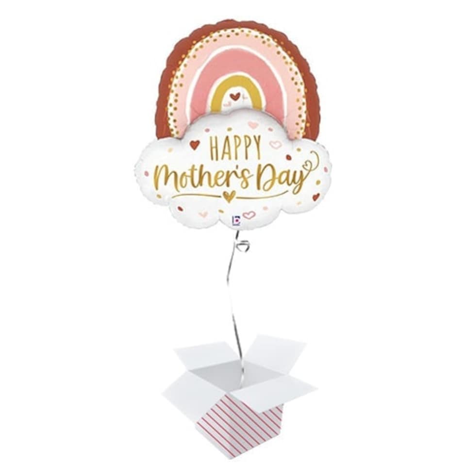 Boho Mother's Day Rainbow Foil Helium Giant Balloon - Inflated Balloon in a Box