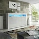 image 4 of Sideboard 155cm White Gloss Doors White Matt Body Free LED Light | White