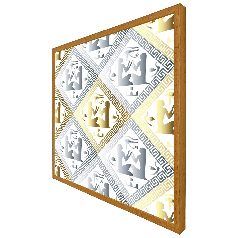 image 1 of Egyptian hieroglyphs in gold & silver (Picture Frame) White | L